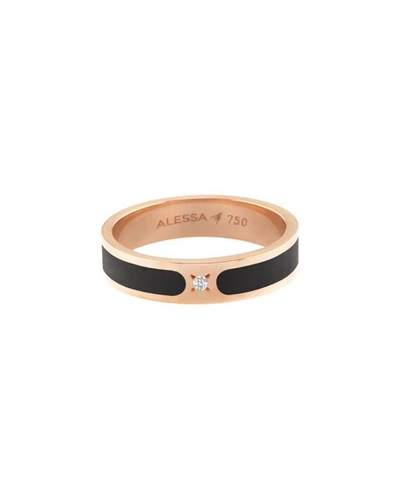 Shop Alessa Jewelry Spectrum Painted 18k Rose Gold Stack Ring W/ Diamond, Black