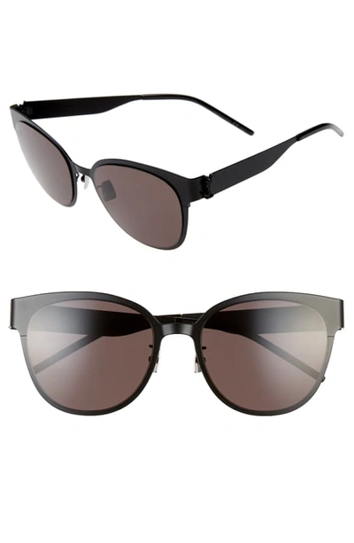 Shop Saint Laurent 56mm Sunglasses In Black/ Black Monogram/ Grey