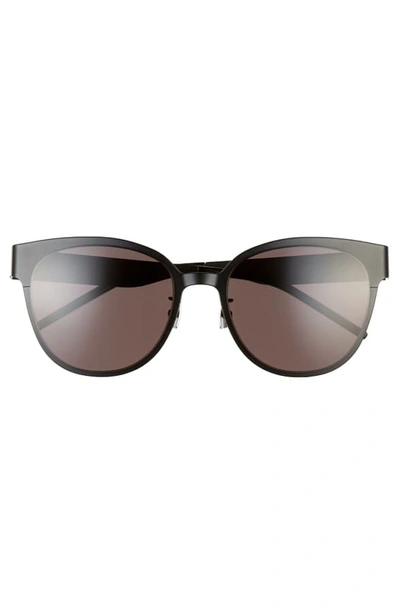 Shop Saint Laurent 56mm Sunglasses In Black/ Black Monogram/ Grey