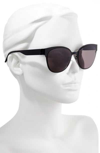 Shop Saint Laurent 56mm Sunglasses In Black/ Black Monogram/ Grey