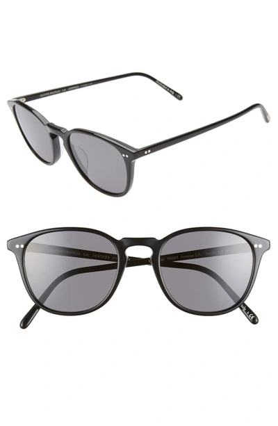 Shop Oliver Peoples Forman L.a. 51mm Polarized Round Sunglasses In Black/ Grey