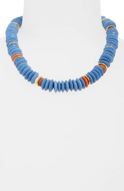 Shop Lizzie Fortunato Laguna Necklace In Blue Glass/ Gold