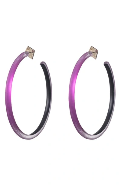 Shop Alexis Bittar Large Skinny Hoop Earrings In Fuchsia