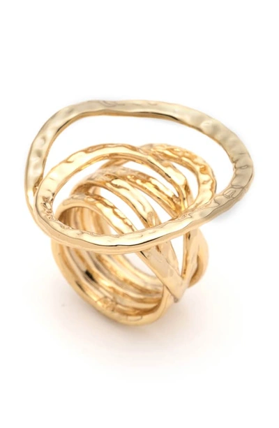 Shop Alexis Bittar Hammered Coil Link Ring In Gold