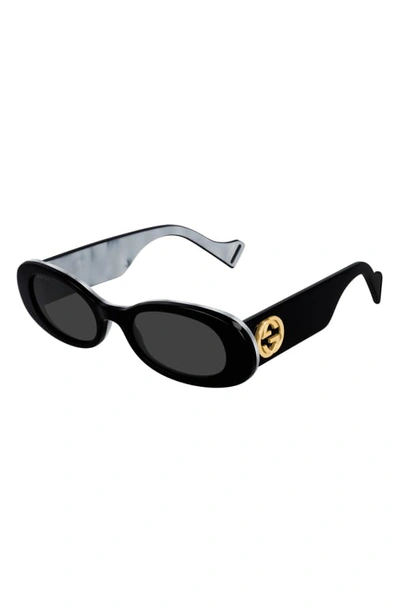 Shop Gucci 52mm Oval Sunglasses - Black Acetate