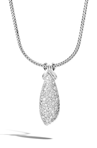 Shop John Hardy Classic Chain Asli Diamond Pendant Necklace In Silver/ Diamond