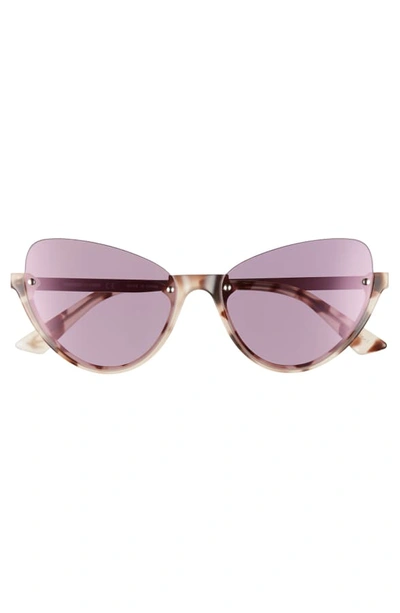 Shop Mcq By Alexander Mcqueen 56mm Semi Rimless Cat Eye Sunglasses - Spotted Nude Havana/ Pink