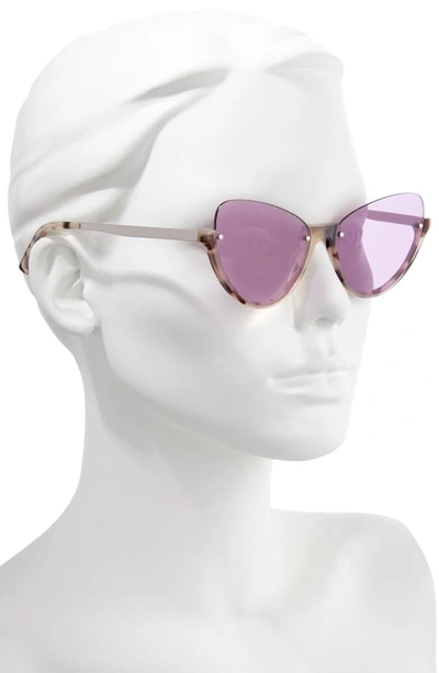 Shop Mcq By Alexander Mcqueen 56mm Semi Rimless Cat Eye Sunglasses - Spotted Nude Havana/ Pink