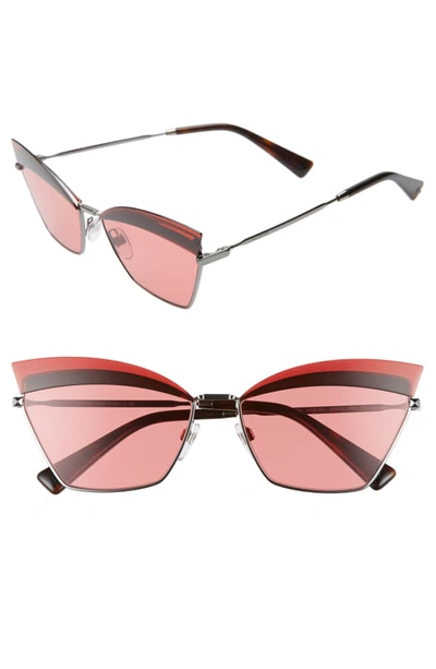 Shop Valentino 60mm Cat Eye Sunglasses - Red/ Gunmetal
