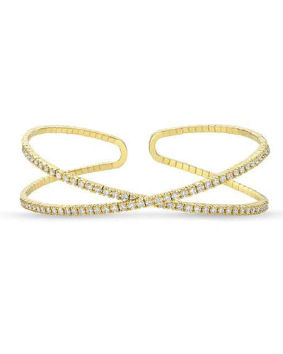 Shop Memoire 18k Gold Flexible Crisscross Diamond Bangle