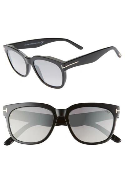 Shop Tom Ford Rhett 55mm Sunglasses In Black/ Gradient Smoke/ Silver