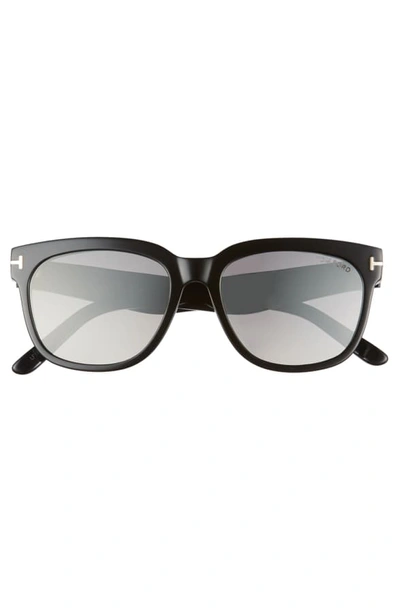 Shop Tom Ford Rhett 55mm Sunglasses In Black/ Gradient Smoke/ Silver