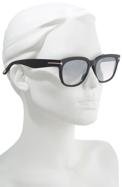 Shop Tom Ford Rhett 55mm Sunglasses In Black/ Gradient Smoke/ Silver