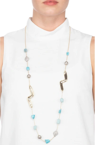 Shop Alexis Bittar Two Tone Sculptural Station Necklace In Mixed Metal
