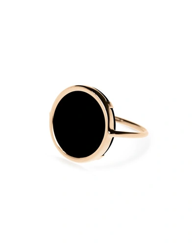 Shop Ginette Ny 18k Rose Gold Black Onyx Disc Ring
