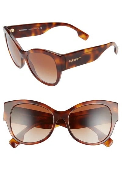 Shop Burberry 54mm Butterfly Sunglasses In Light Havana/ Brown Gradient
