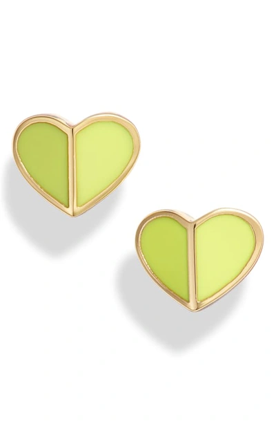 Shop Kate Spade Heart Stud Earrings In Flo Yellow