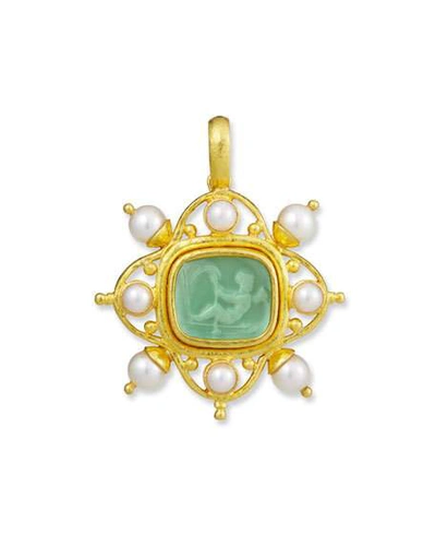 Shop Elizabeth Locke 19k Venetian Glass Cherub Intaglio Pendant W/ Pearls