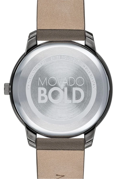 Shop Movado Bold Leather Strap Watch, 35mm In Taupe/ Grey