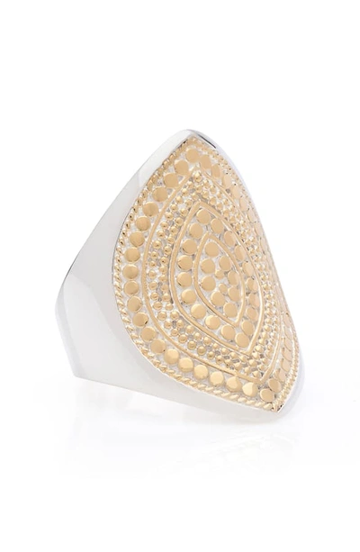 Shop Anna Beck Signature Beaded Marquise Ring In Gold