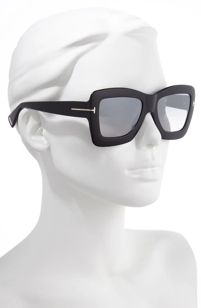 Shop Tom Ford Hutton 55mm Rectangular Sunglasses - Black/ Smoke Mirror