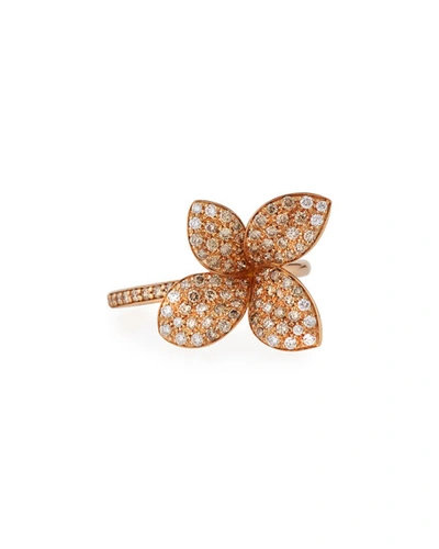 Shop Pasquale Bruni Giardini Segreti Petite Flower Ring With Diamonds In 18k Rose Gold