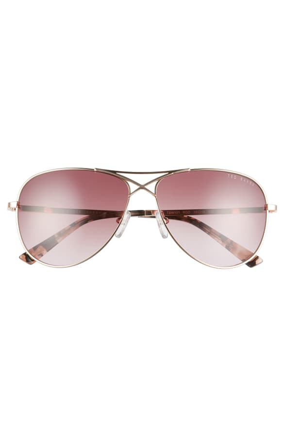 Ted Baker 58mm Gradient Aviator Sunglasses Rose Gold/ Blush ModeSens