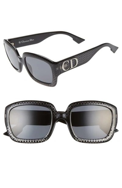 Shop Dior 54mm Square Sunglasses In Black/ Silver