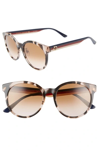 Shop Gucci 55mm Round Sunglasses In Spot Havana/multi/brown Grad