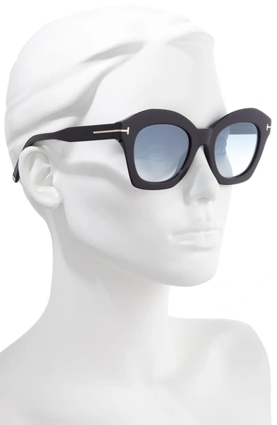 Shop Tom Ford Bardot 53mm Square Sunglasses In Black / Gradient Green