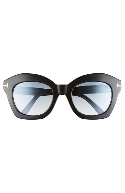 Shop Tom Ford Bardot 53mm Square Sunglasses In Black / Gradient Green