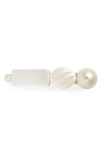 Shop Lele Sadoughi Stacked Stone Barrette In Pearl