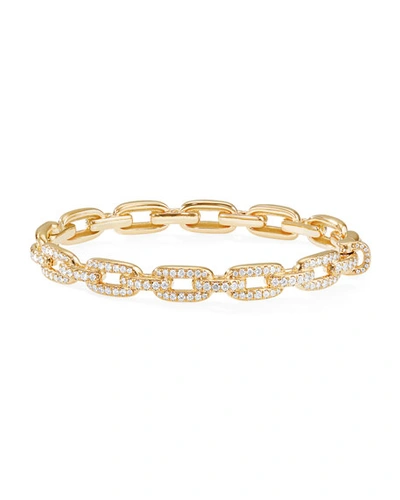 Shop David Yurman Stax Link Bracelet With Diamonds In 18k Gold, 7mm