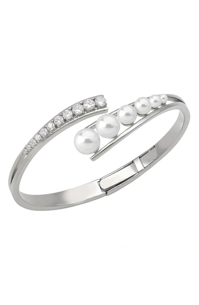 Shop Majorica Simulated Pearl & Cubic Zirconia Bracelet In Silver