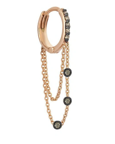 Shop Kismet By Milka Colors 14k Rose Gold Triple-chain Hoop Earring With Champagne Diamonds, Each