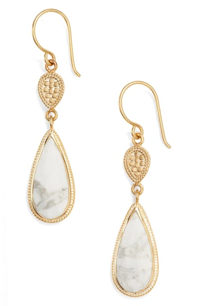 Shop Anna Beck Howlite Double Drop Earrings In Gold/ Howlite