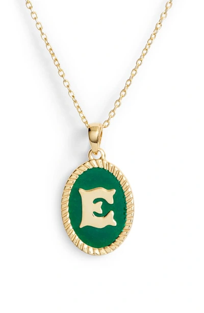 Shop Argento Vivo Initial Green Pendant Necklace In E