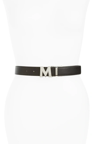 Shop Mcm Logo Buckle Reversible Belt In Cognac