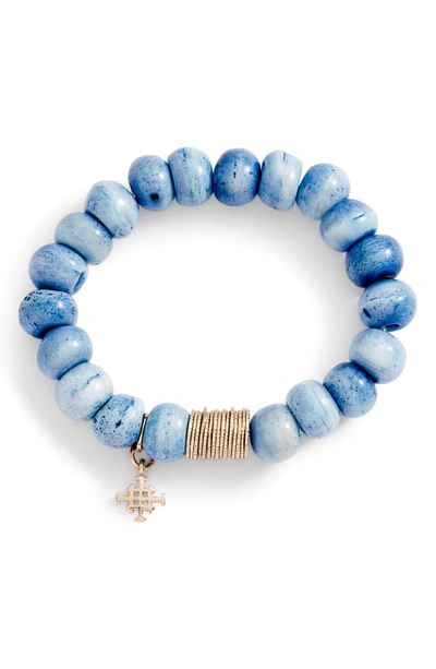 Shop Akola Lala Beaded Pendant Bracelet In Blue