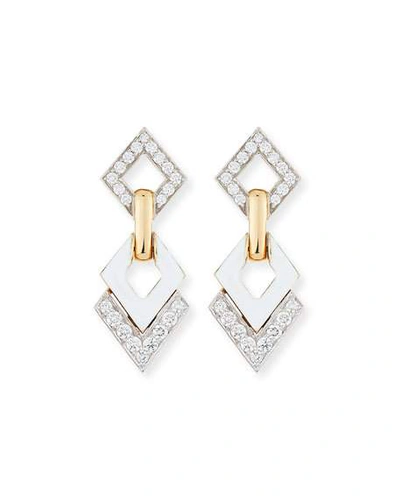 Shop David Webb White Enamel & Diamond Interlocking Diamond Earrings