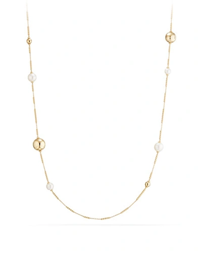 Shop David Yurman Solari Long 18k Gold Station Necklace With Pearls, 34"