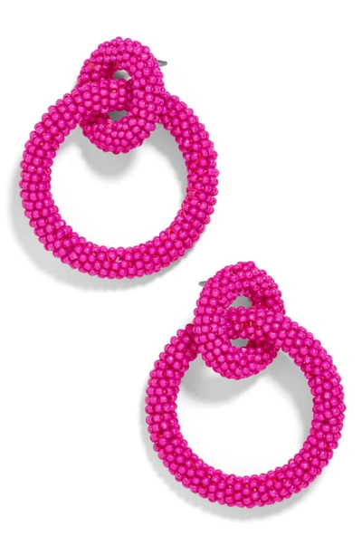Shop Baublebar Emma Beaded Hoop Earrings In Hot Pink
