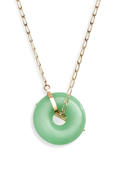 Shop Loren Stewart Jade Donut Pendant Necklace In Yellow Gold/ Green Jade