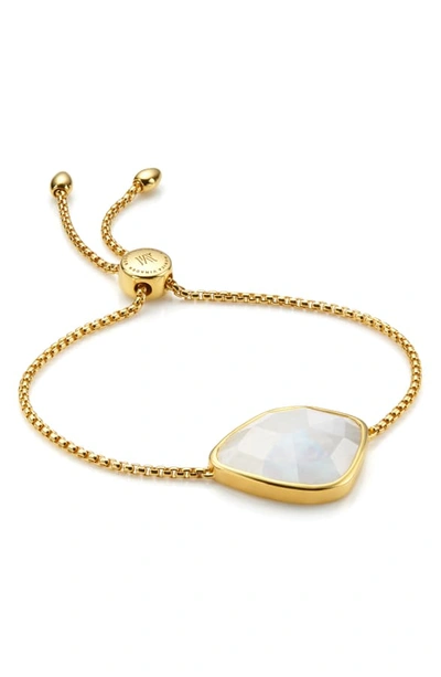 Shop Monica Vinader Siren Friendship Bracelet In Yellow Gold/ Moonstone