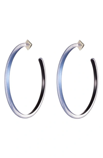 Shop Alexis Bittar Large Skinny Hoop Earrings In Horizon Blue