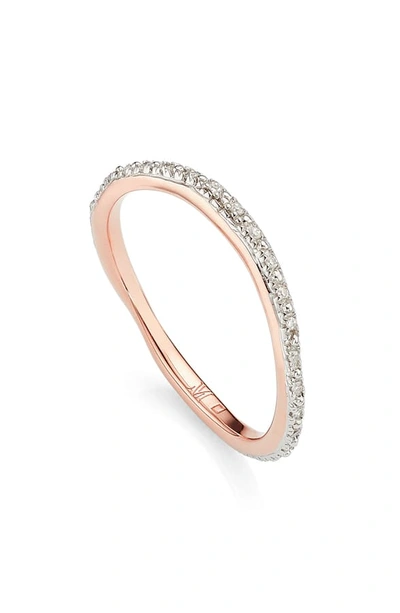 Shop Monica Vinader Riva Wave Diamond Eternity Ring In Rose Gold/ Diamond