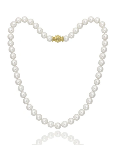 Shop Assael 16" Akoya Cultured 8.5mm Pearl Necklace With Yellow Gold Clasp