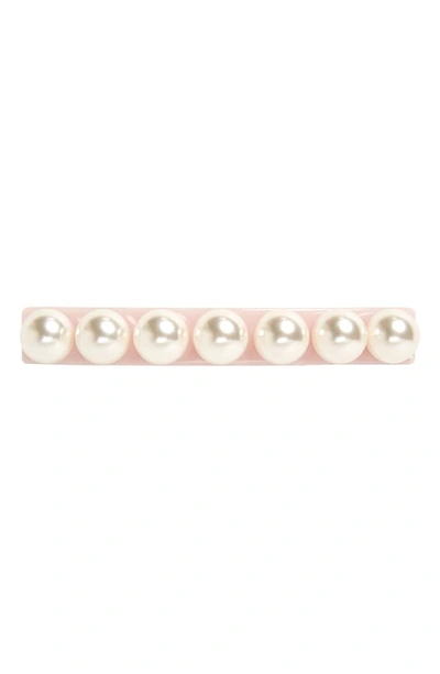 Shop Alexandre De Paris Imitation Pearl Barrette In Pink