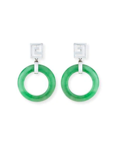 Shop David C.a. Lin Open Green Jadeite Circle Drop Earrings