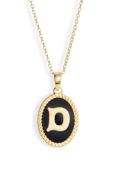 Shop Argento Vivo Initial Black Pendant Necklace In D